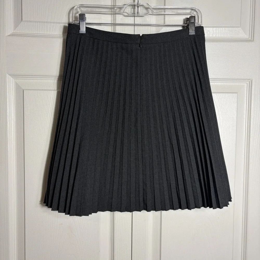 Loft Outlet Accordion Knife Pleated Mini Skirt Women 6 Charcoal Gray Schoolgirl
